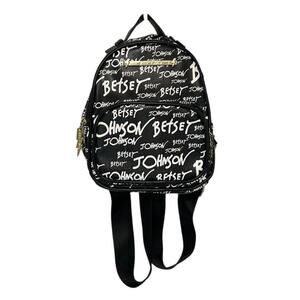 Betsey Johnson Logo AOP Mini Backpack Black White Adjustable Straps Grunge